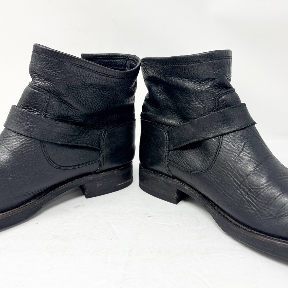 Frye Veronica Flex Leather Moto Combat Ankle Bootie Black Size 8 - Picture 6 of 12